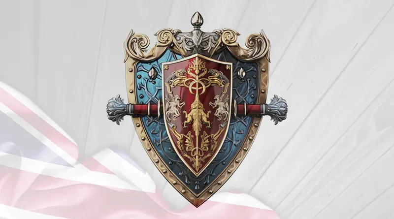 Medieval Shield over Flag background