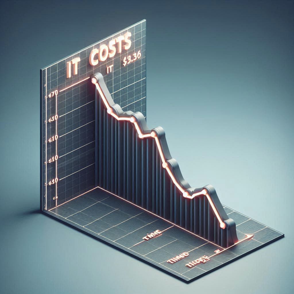  Line graph showing IT cost reduction.