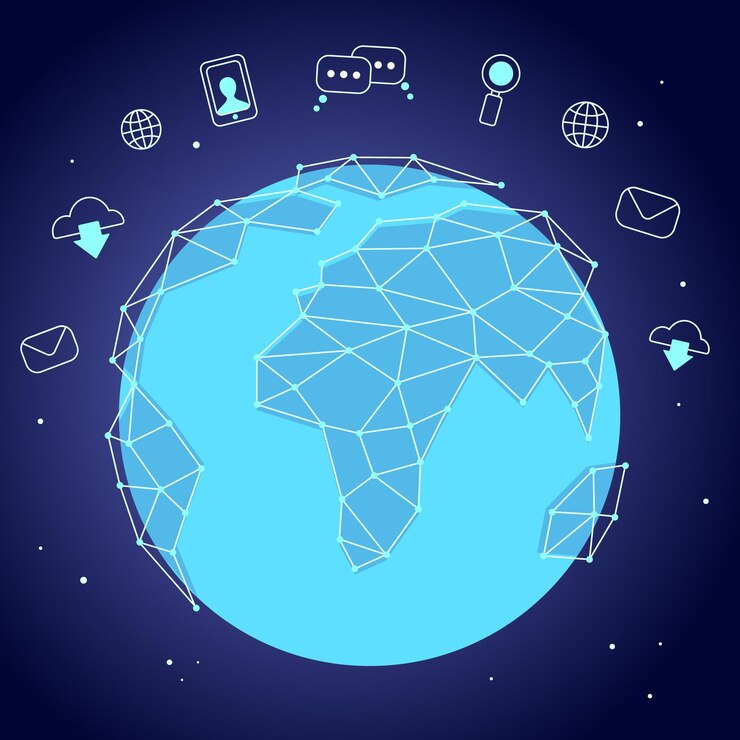  Connected figures on a globe illustrate managing remote teams across locations.