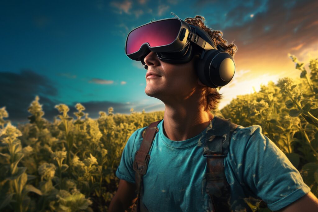 Person experiencing travel through VR - Tourism technology